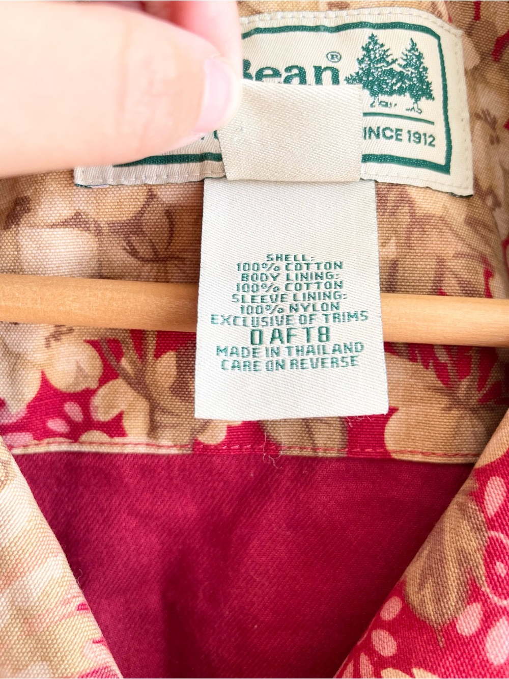 LL Bean Vintage Red Floral Chore Coat Women’s L Cottagecore Barn Jacket - Picture 4 of 7
